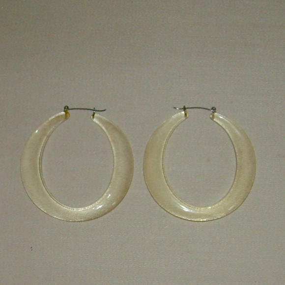 Clear Lucite Hoop Earrings (Pierced) - Picture 5 of 10